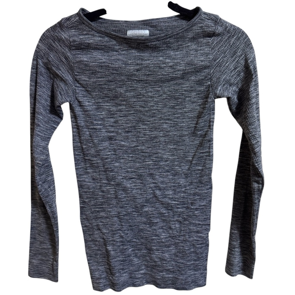 Athleta XS Gray Long Sleeve Performance Top Fitted Stretch Activewear